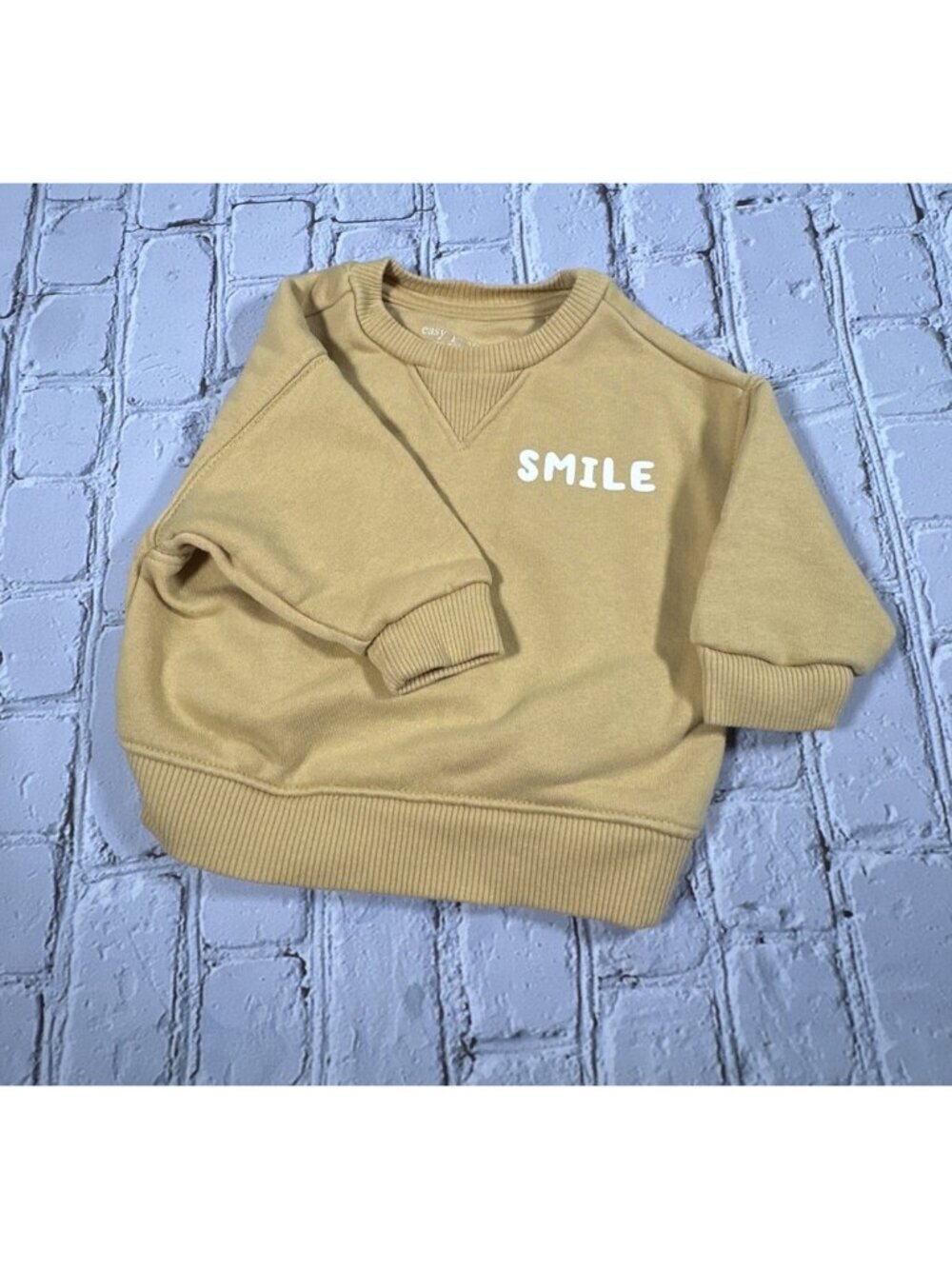 Easy Peasy 0-3 Months Baby Smile Mustard Yellow Gold Sweatshirt - Picture 4 of 7